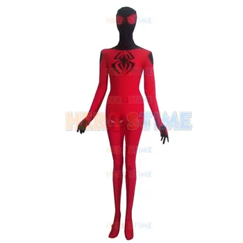 

High Quality Women's Adult Halloween Red Spiderman Cosplay Costumes Women Zentail Lycra Spandex Party Superhero Female Costume