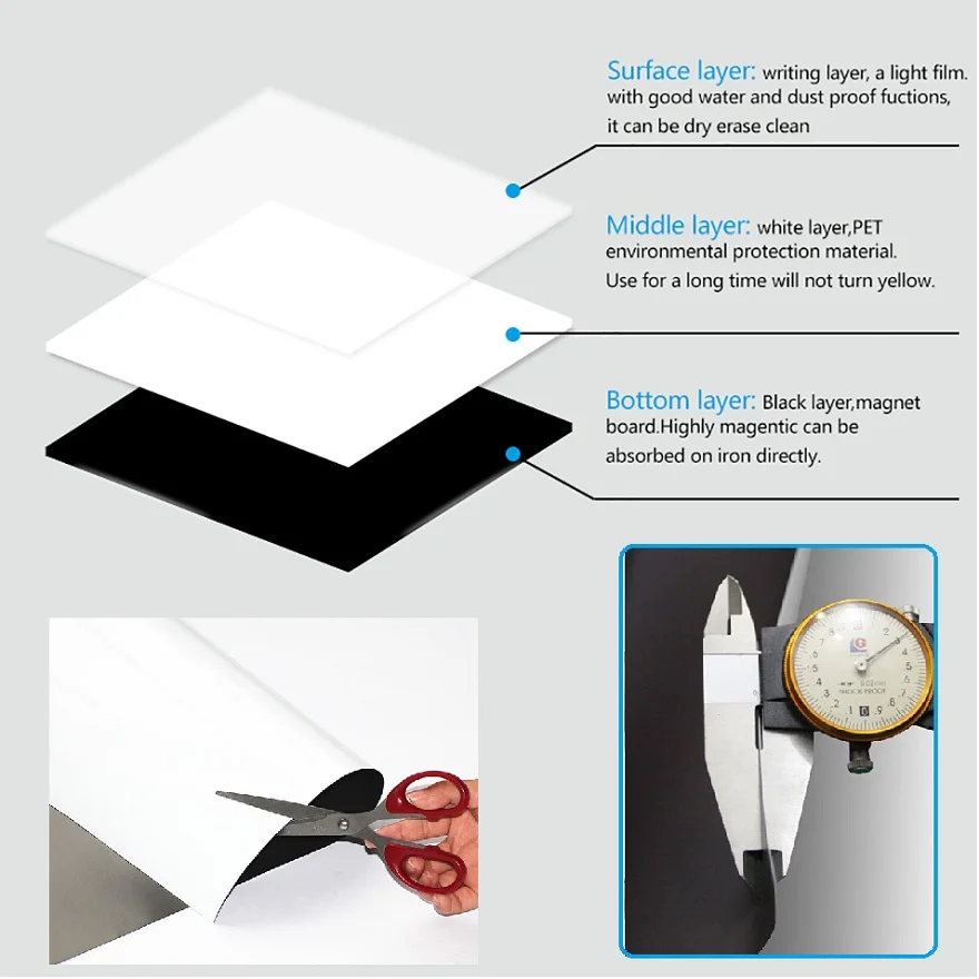 A5 Small Vinyl Fridge Magnet Whiteboard Family Office Memo Message Reminder Notepad Planner Board Magnetic Whiteboard Marker Pen