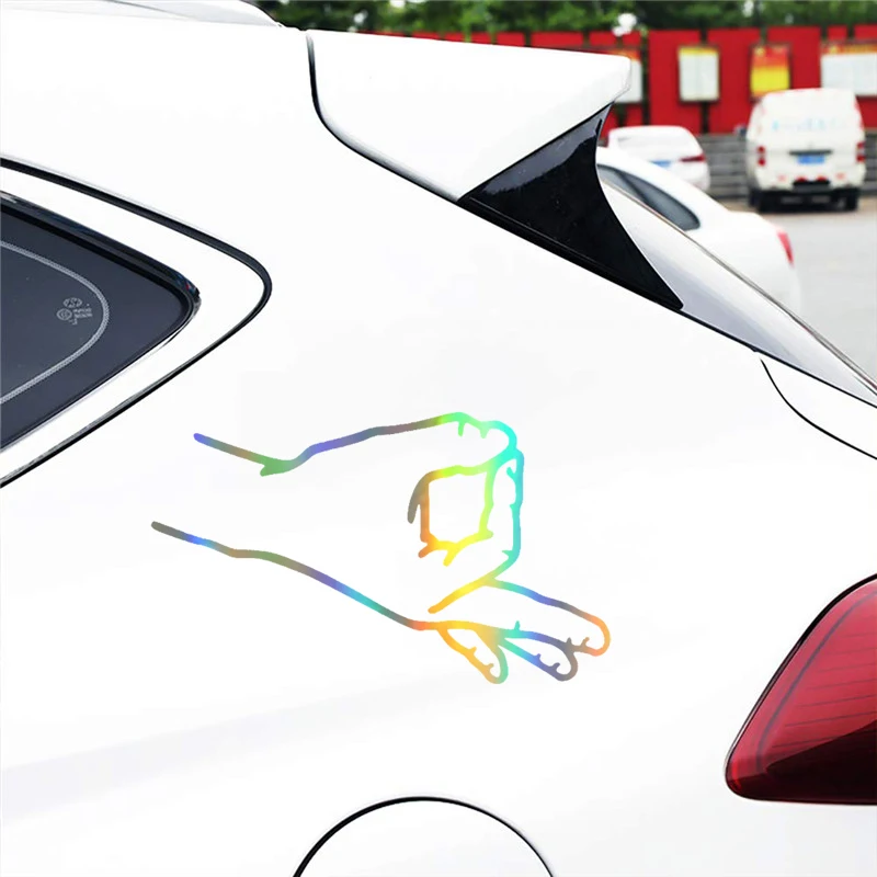 Car Stickers and Decal Vinyl 15.39.1CM Interesting Pack Circle Game Hand Finger Sticker 3D Decoration Sticker on Car Styling  (1)