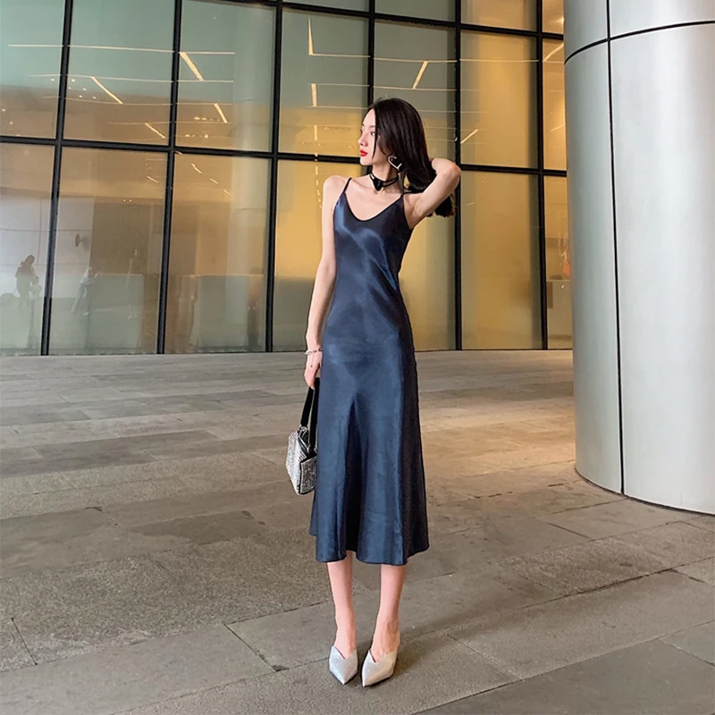 Summer Women Long Silk Dress Adjustable Spaghetti Strap Maxi Satin Slip Dresses Female Ladies Sexy V-neck Backless Maxi Dress Summer Women Long Silk Dress Adjustable Spaghetti Strap Maxi Satin Slip Dresses Female Ladies Sexy V-neck Backless Maxi Dress