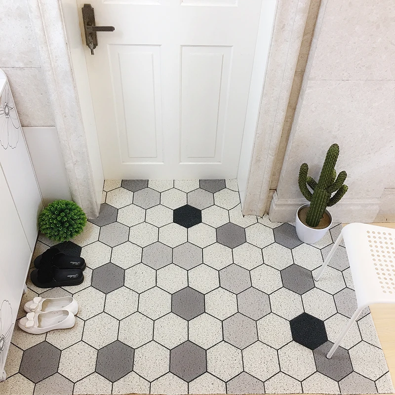 

Nordic INS Entrance hall carpet PVC wire loop mat Small fresh flower Door mat Living room floor mat bathroom non-slip rug