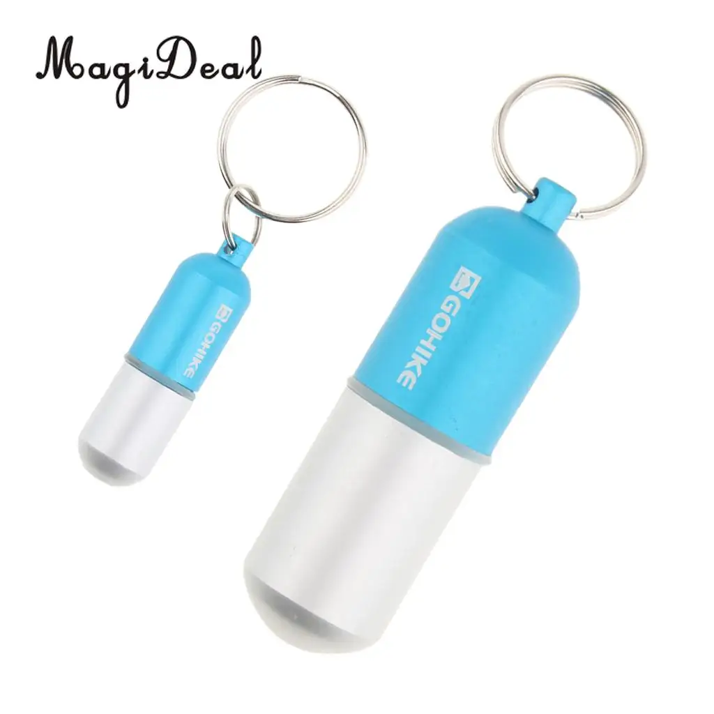 2pcs Waterproof Aluminium Emergency Pill Money Keyring Container Holder Case