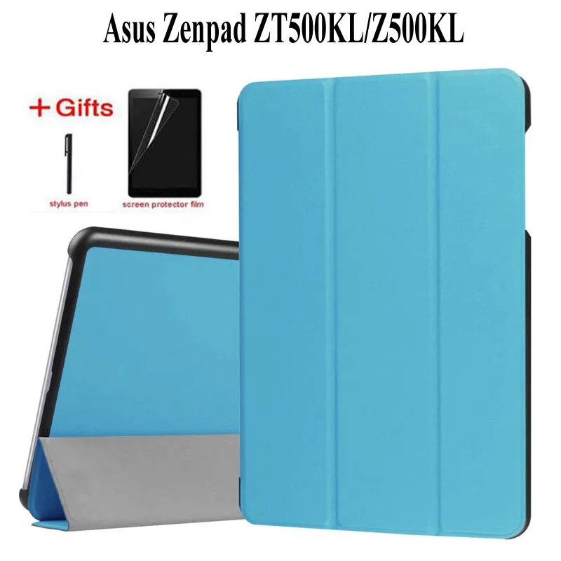 

Slim PU Leather Case For Asus ZenPad Z10 ZT500KL Funda smart stand Cover for Asus ZenPad 3S 10 LTE Z500KL 9.7 inch case+Film+Pen