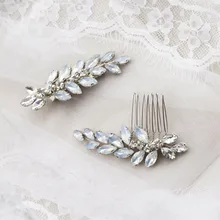 Rosebridalpark свадебные хрустальные опаловые заколки для волос в форме листа гребни ручной работы головной убор невесты женские украшения для волос аксессуары 2 шт