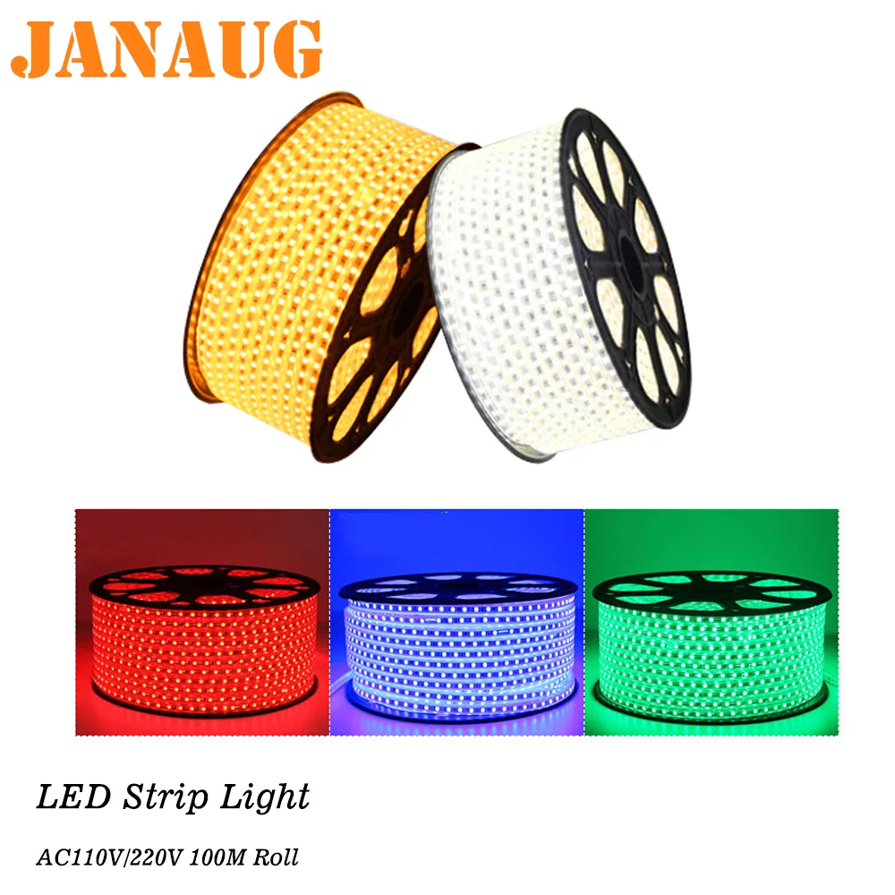 Светодиодная лента 100 м в рулоне AC110V AC220V 5050 RGB уличный светодиодный веревочный