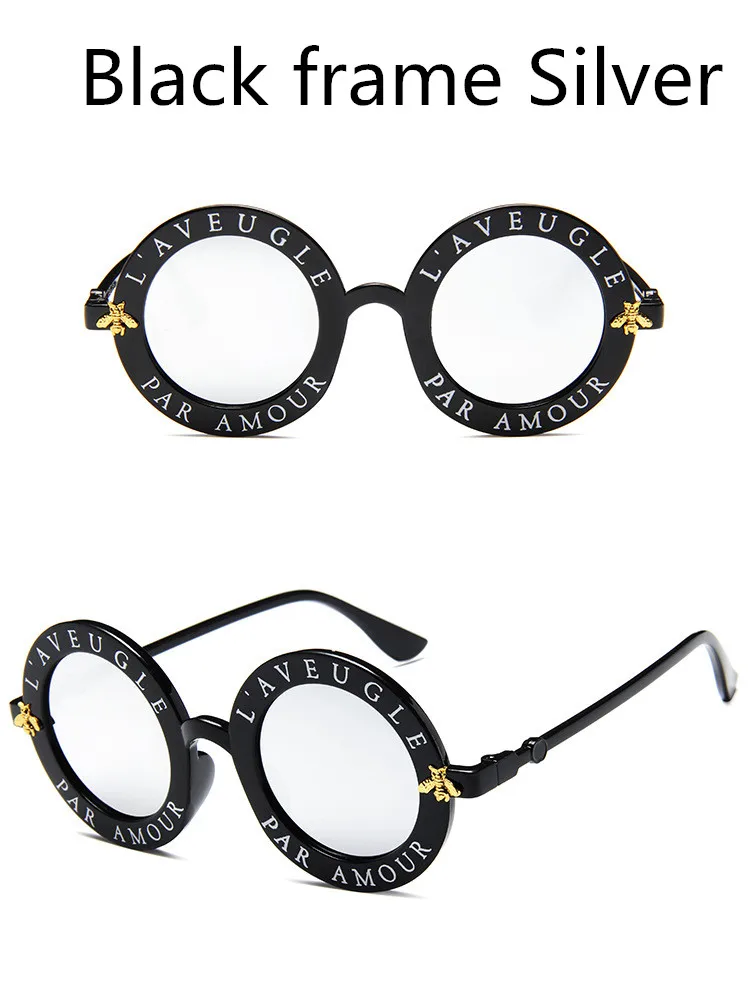 ASUOP 2018 New Retro Round Lady Sunglasses English Letter Bees Men Luxury Brand Cat Eye Glasses UV400 Color Travel Travel Goggle (10)