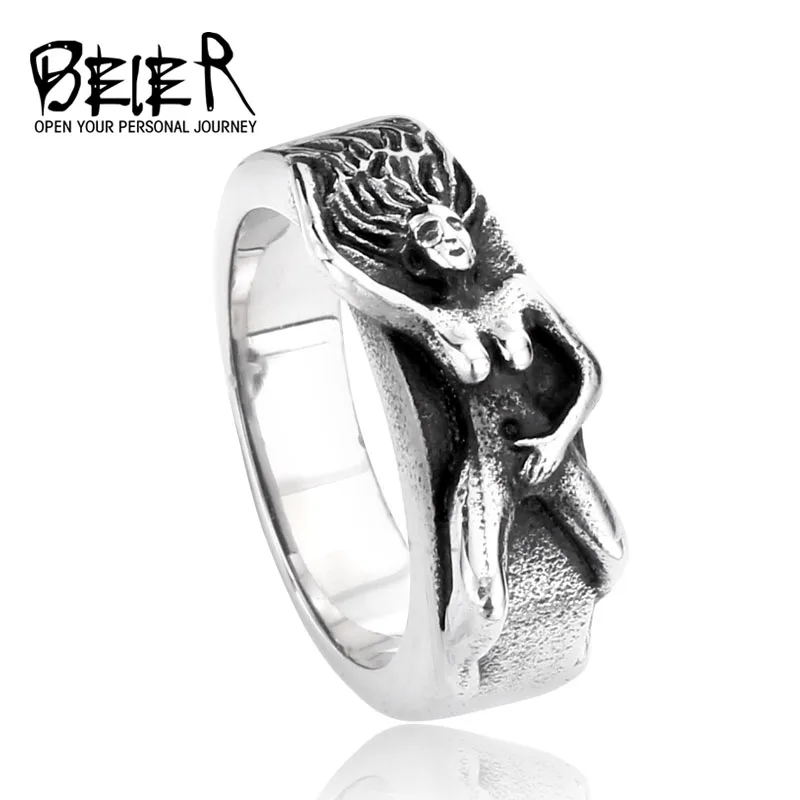 Beier new store 316L Stainless Steel ring Unique Sexy Naked Woman Ring Special Cool Man's Trendy Ring LLBR8-179R
