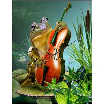 

Diy Diamond painting The Violin Frogs diamond cross stitch crystal square diamond sets decorative Diamond embroidery #BR03