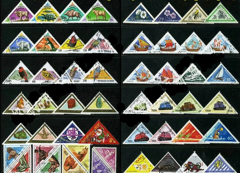 

50Pcs/Lot Tri-angle Shape All Different From Many Countries NO Repeat Unused Postage Stamps for Collecting