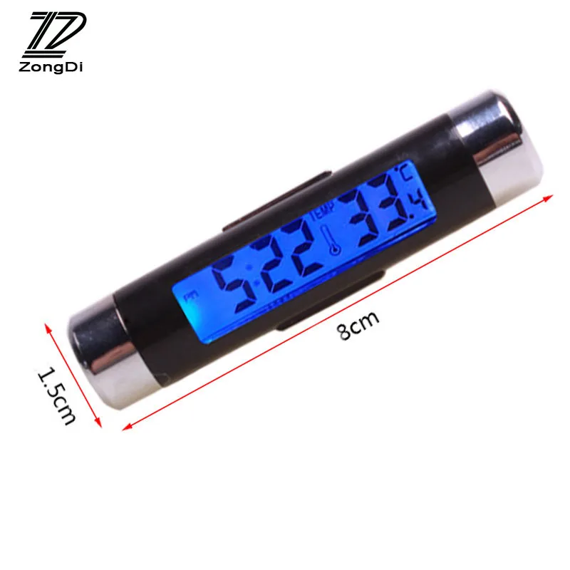 1X Car air outlet thermometer electronic clock Blue backlit for Fiat VW