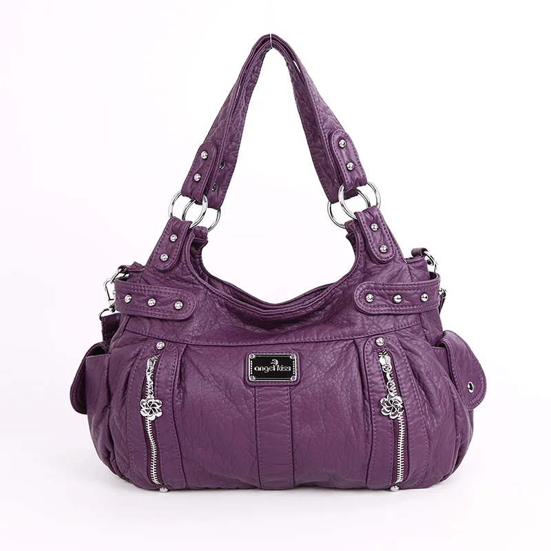 Модные дизайнерские роскошные сумки кошельки высокого качества из искусственной кожи Hobos стильные сумки на плечо для дам - Цвет: purple