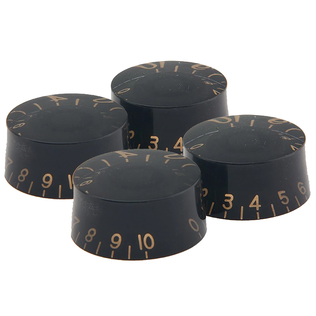 SEWS 4 Piece Black Acrylic + Plastic Top Hat Guitar Speed Bell Knob