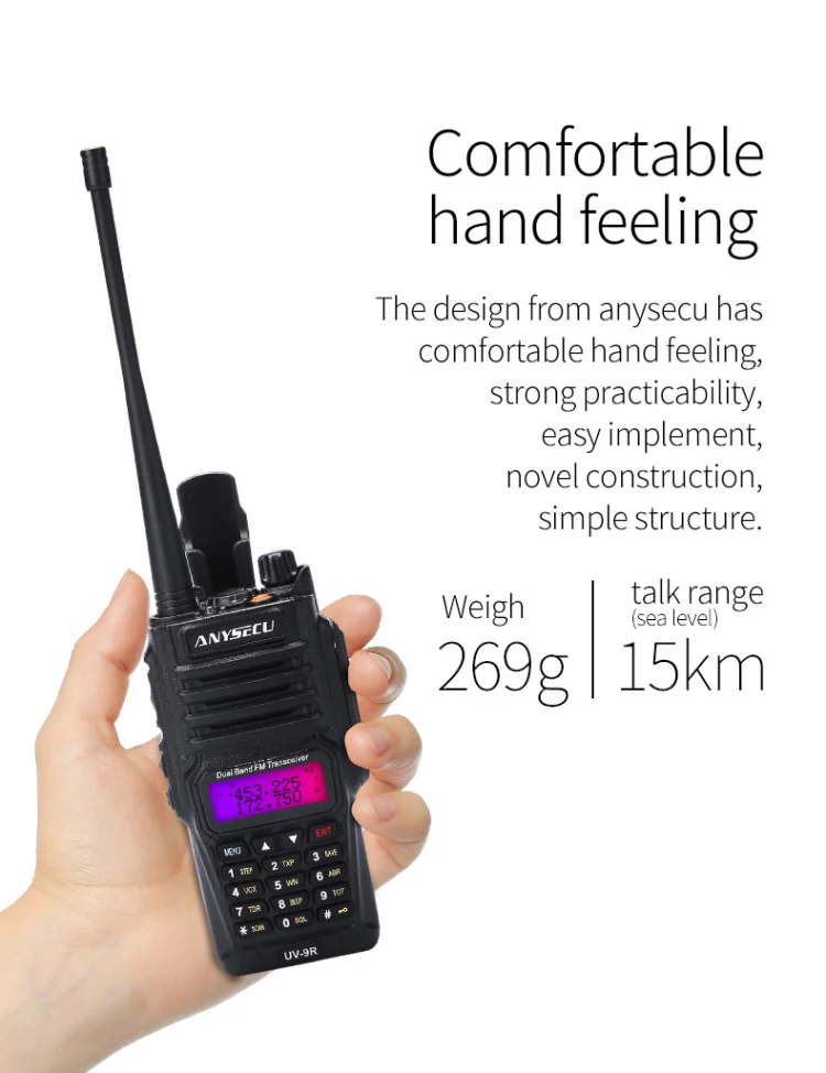 ANYSECU UV-9R Plus Водонепроницаемый рация Ручной UHF VHF Двухдиапазонный IP67 HF UV трансивер 9R портативный Ham Radop