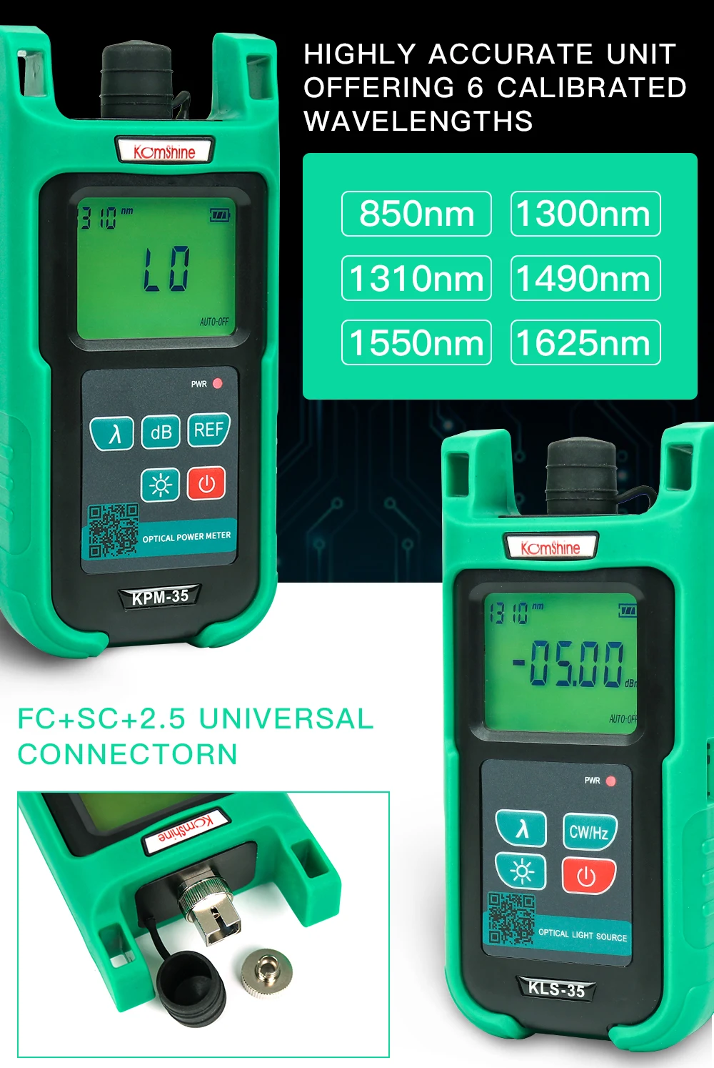 Komshine профессиональный производитель оптического волокна измеритель мощности KPM-35 с силиконовой пылезащитный колпачок
