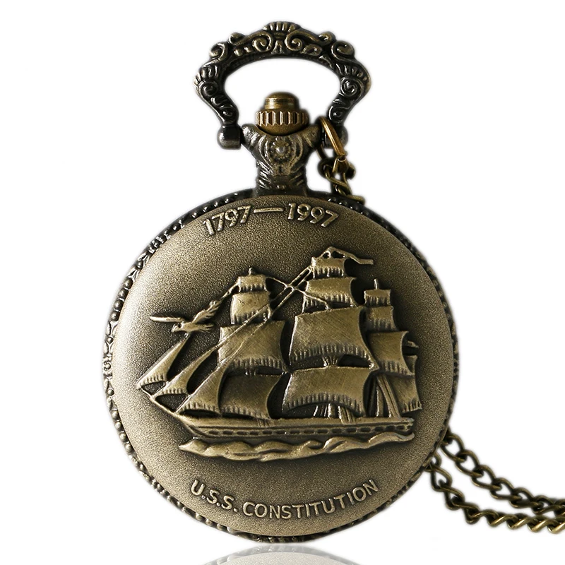 Бронзовый Мини Малый кварцевые карманные часы парусный спорт холст лодка корабль часы с ожерельем кулон часы цепи для женщин мужчин