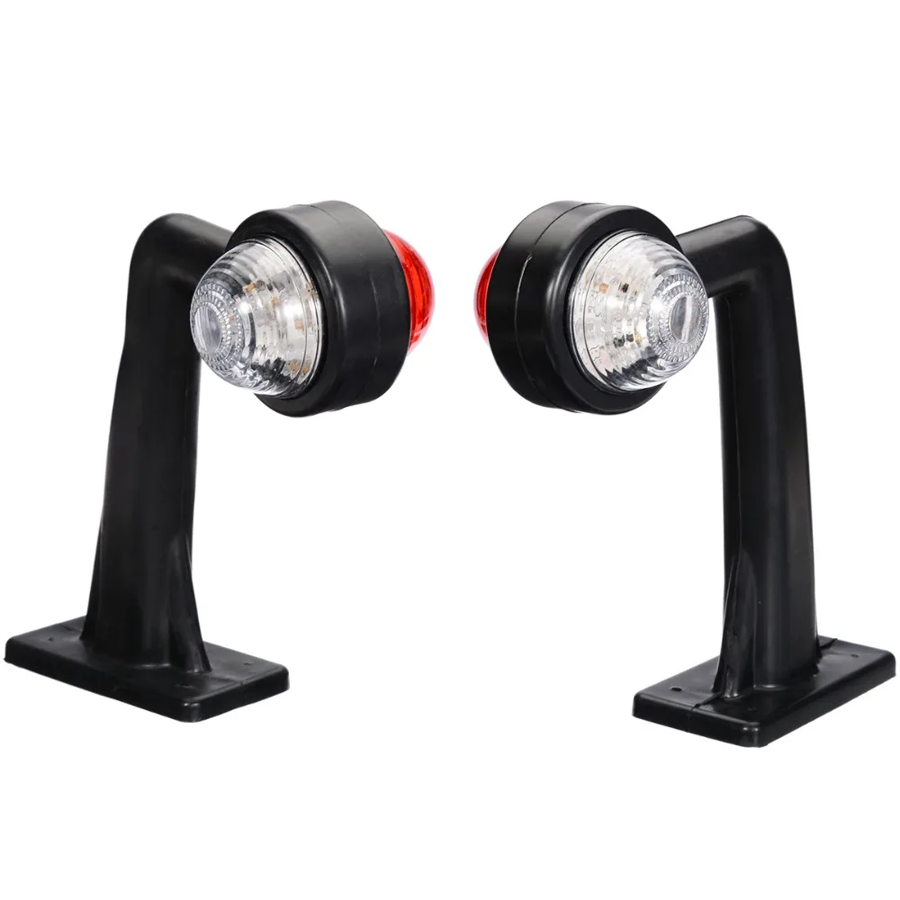 

1 Pair Truck Trailer Caravan 12V/24V LED Double Side Marker Clearance Light Warning Lamp Red& White 6LED Side Marker Lights