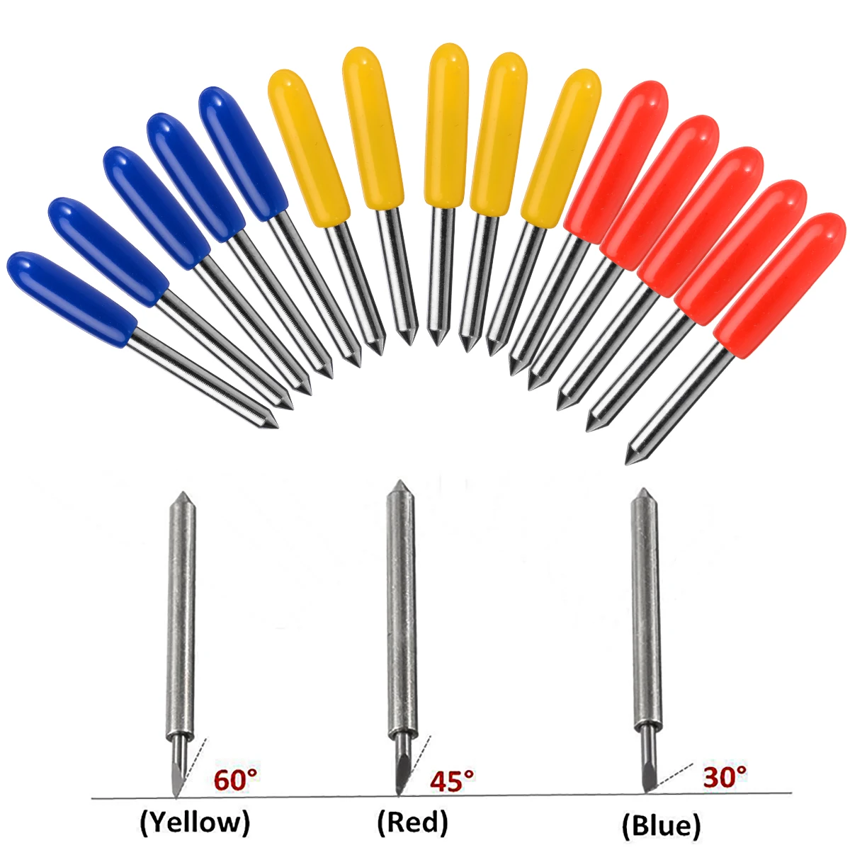 15Pcs Set 30/45/60 Degree Blades +1Pcs Cutting Plotter Holder 45x29x11mm For Roland Vinyl Cutter Practical Machine Tools