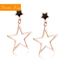 Простая Геометрическая Звезда Серьги-гвоздики титановая инкрустация из нержавеющей стали циркон розовое золото модные Модные женские ювелирные изделия подарок