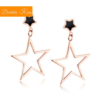 

Simplicity Geometric Star Stud Earrings Titanium Stainless Steel Inlaid Zircon Rose Gold Fashion Trendy Women Jewelry Gift