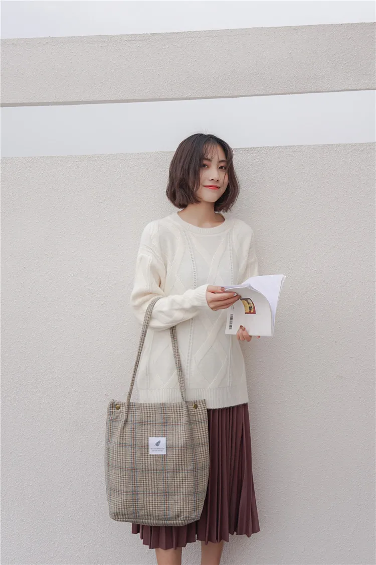 women bags shopping bag plaid women's handbag (8)