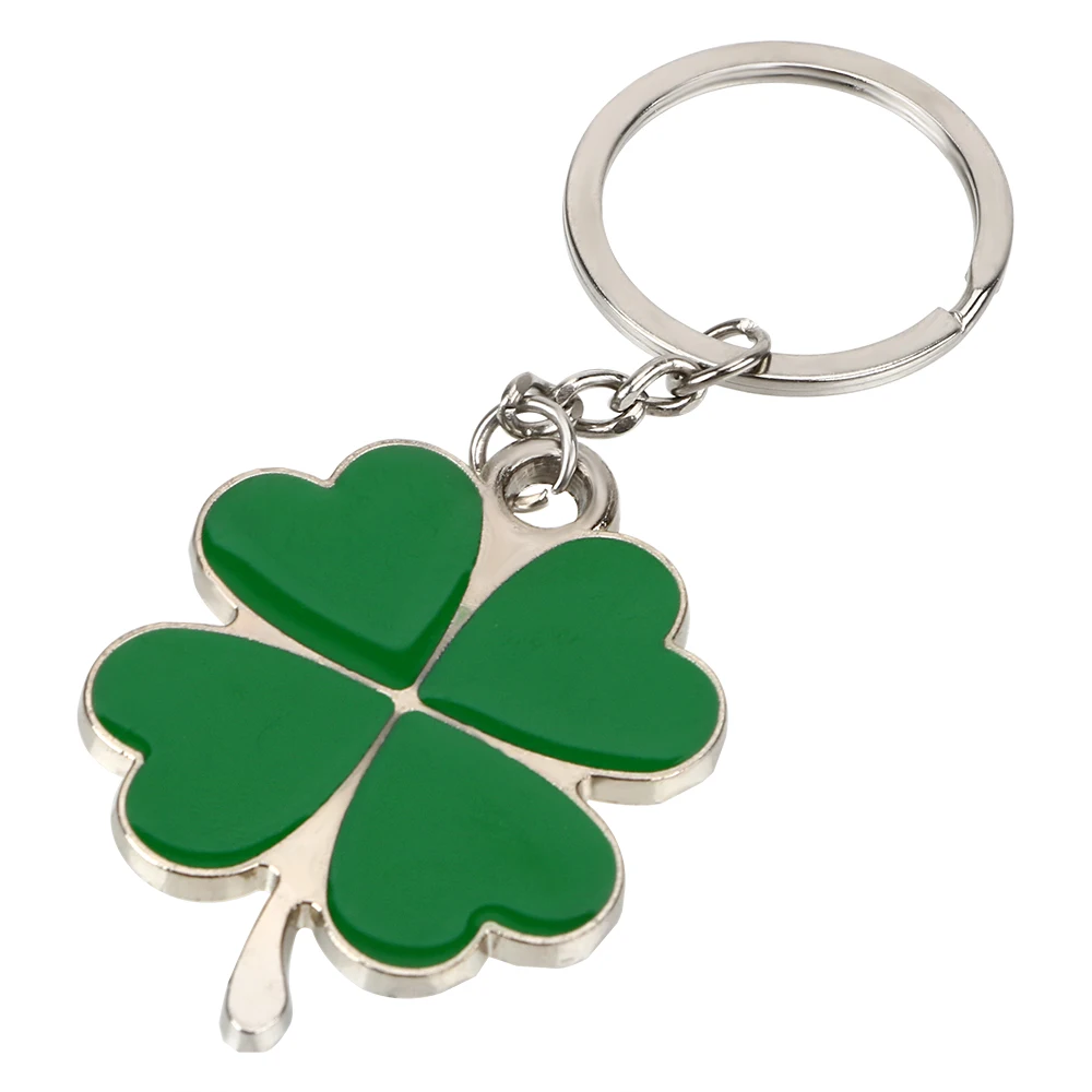 

Purse Bag Pendants Green Leaf Keychain Steel Stainless Four-leaf Clover Key Rings Lucky Key Chain Car Styling
