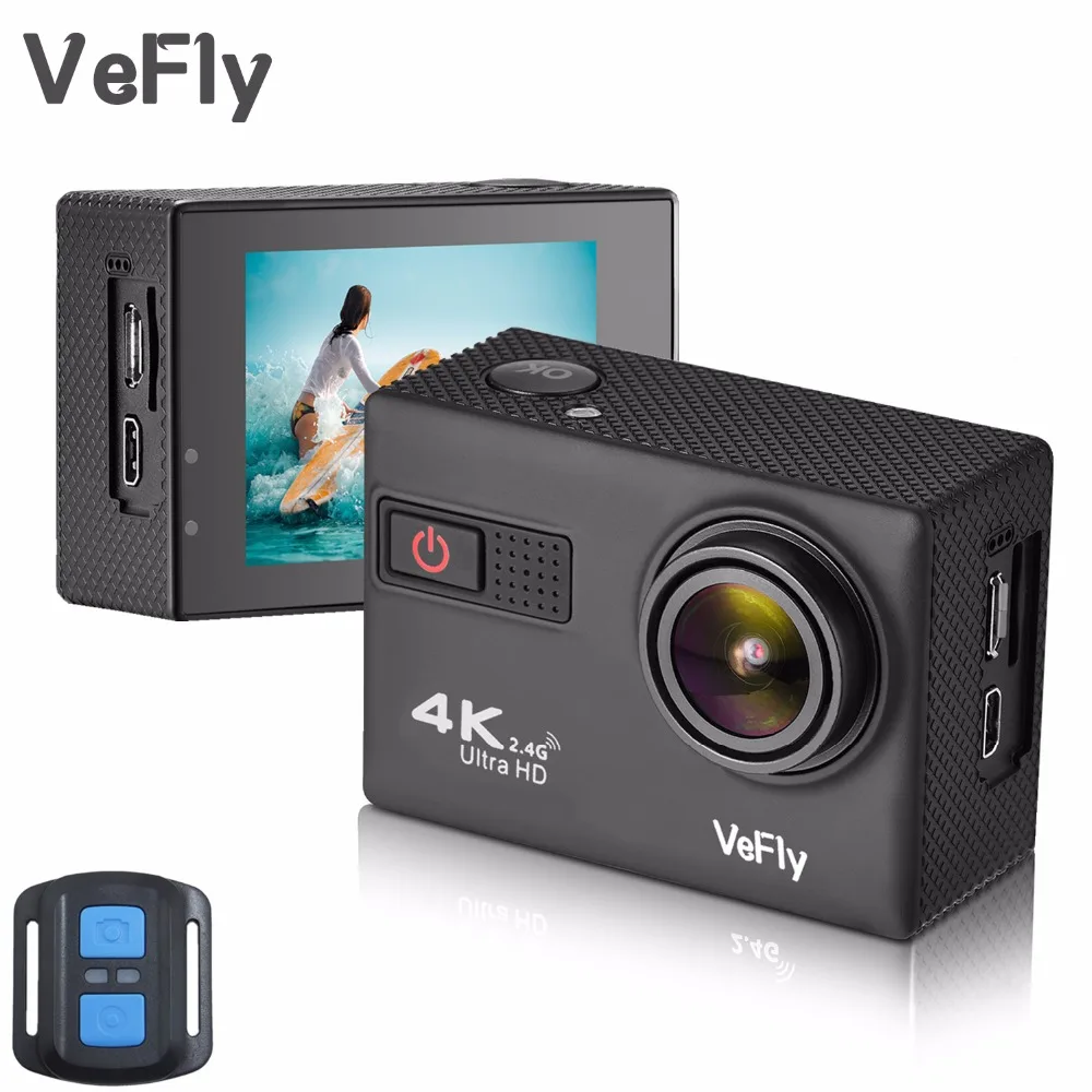 VeFly 4K Ultra HD спортивная Экшн-камера, водонепроницаемая Wi-Fi go pro cam с анти-встряхиванием электронный гироскоп wifi автомобильная видео камера