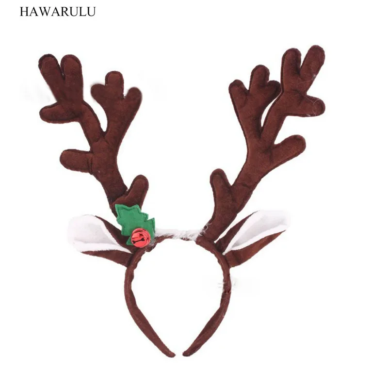 

1pcs 24cm DIY Christmas button hoop brown velvet sponge antlers hoop Christmas Headband decorate christmas decorations for home