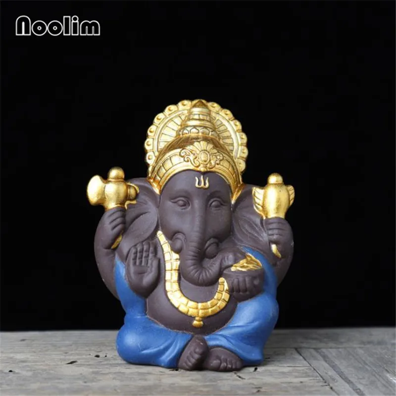 Purple Clay Elephant God Ganesha Tea Pet Car Ornaments Decoration Home Office Tabletop Decoration