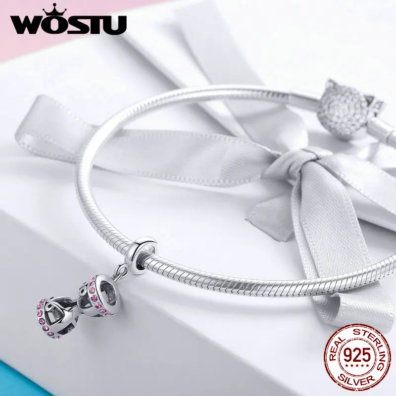 WOSTU оптовая продажа подлинный 925 стерлингового серебра песочные часы Подвески