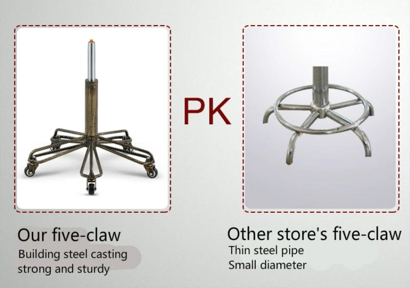 Classical Style Steel Stool Lift Rotating Chair Household Commercial With Backrest High Quality PU Five Claws Craft Wheel Seat