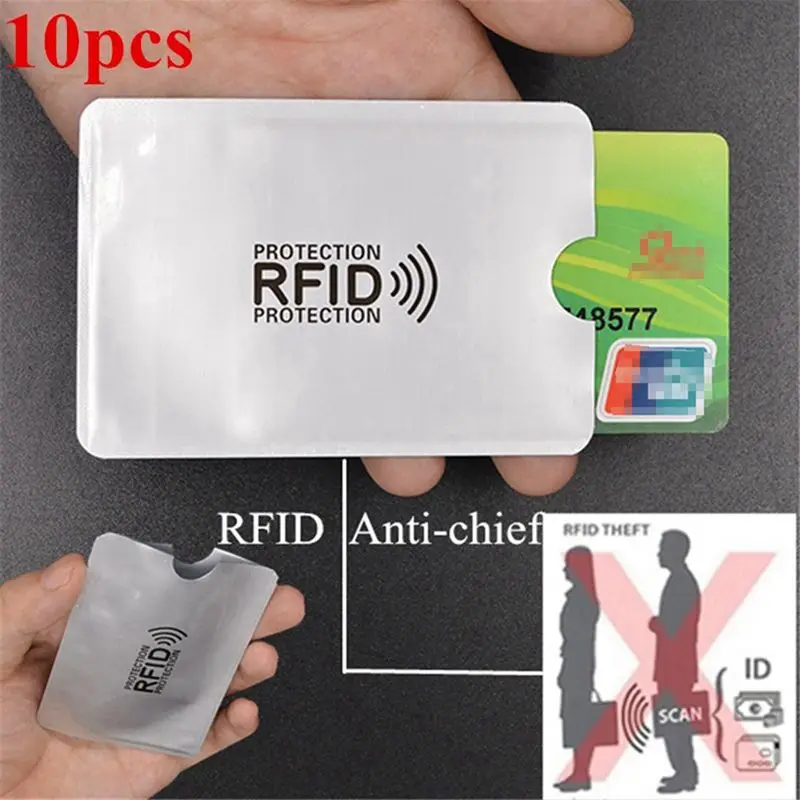 

10pcs aluminum foil anti-degaussing card cover RFID shielding bag NFC credit card anti-theft brush ID card protector