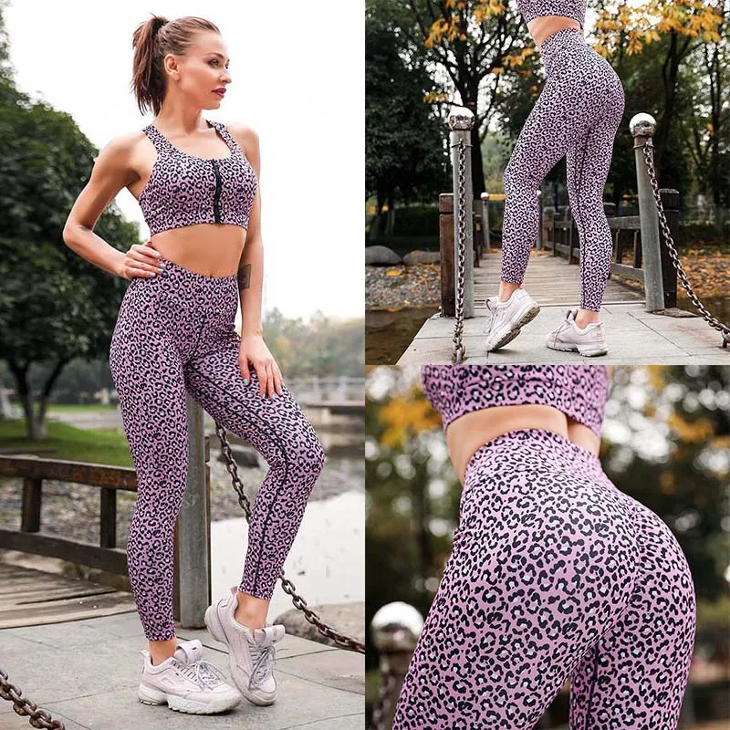 

VVUES Women Sport Leggings Pants Leopard print Energy Seamless High Waist Elastic Yoga Pants Gym Exercise Sport Pants 2019 New