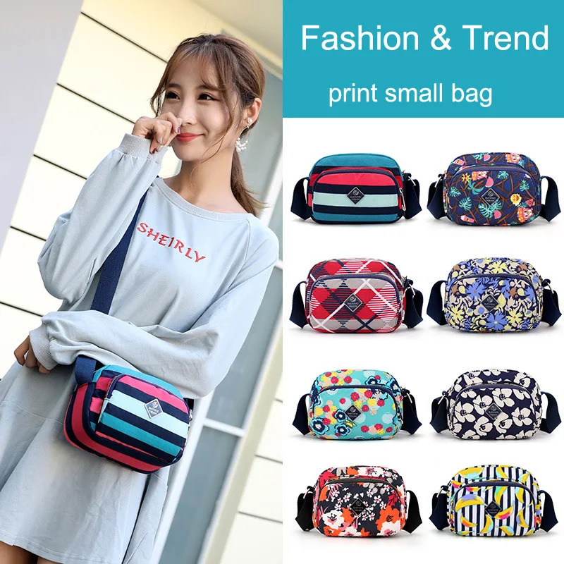 

Fashion stripes printed packet small waterproof shoulder bag women messenger bags min nylon Crossbody Bag for ladies