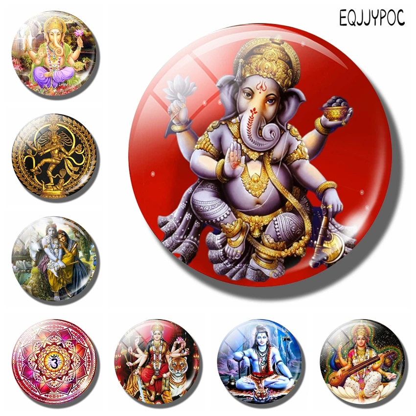 Магнит на холодильник Lord Ganecha 30 мм Shiva Amulet Ganapati Ganesha стеклянный купол магнитные