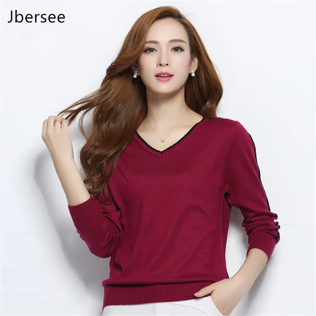 Autumn Wool Sweater Women Fashion Casual Korea Long Sleeve Pullover Women Sweaters and Pullovers Slim V-neck Women's Sweaters