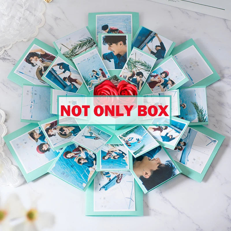 

Custom Photo Album With Free 63 Photos DIY Surprise Love Explosion Box Paper Gift Box for Valentine's Day Wedding Birthday Gift