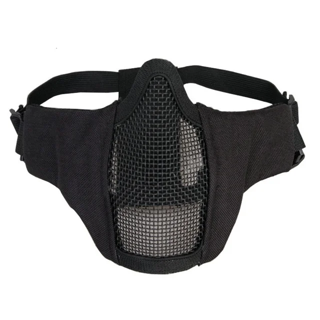 PDW Steel Mesh Skull Half Face Mask Black Military Army CS Outdoor