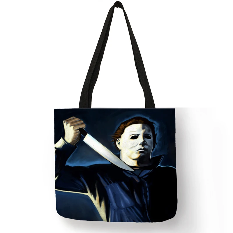 

Personalized Folding Reusable Shopping Tote Bag Horror Michael Myers Jack Sally Shoulder Bags