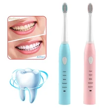 Мягкая зубная щетка для взрослых звуковая электрическая зубная щетка для женщин и мужчин уход за полостью рта отбеливающая зубная щетка с 4 головками зубная щетка водонепроницаемая