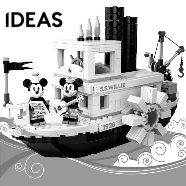 

16062 Ideas Series Steamboat Willie Mickey Ship Model Building Block Kits 842pcs Brick Toy Compatible With Bela Ideas 21317