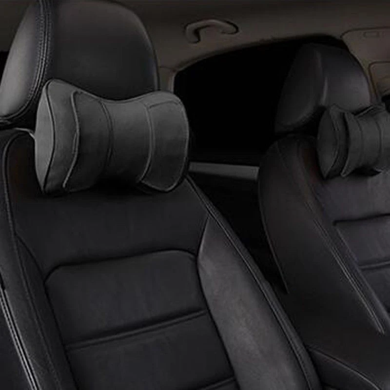

2pcs Black Leather Headrest Pillows Cushion 25*15*8cm Car Truck Seat Headrest Neck Rest Cushion Head Rest Pillows Accessories