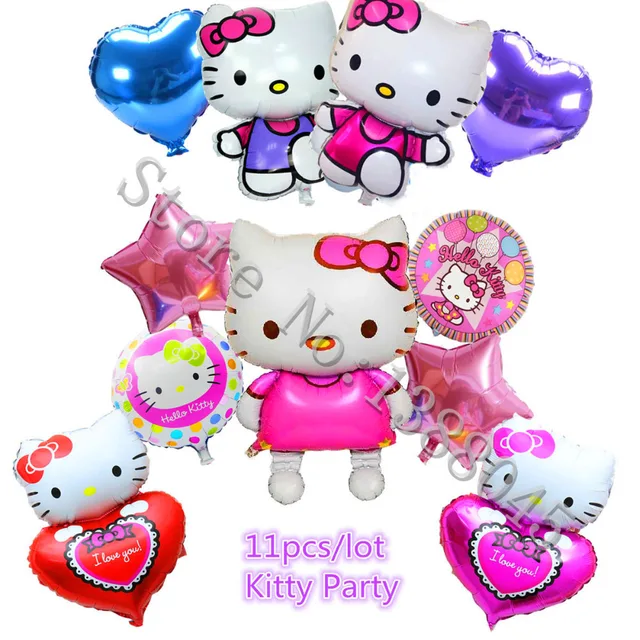 11pcs/lot Large Hello Kitty Cat Foil Balloons Cartoon ...