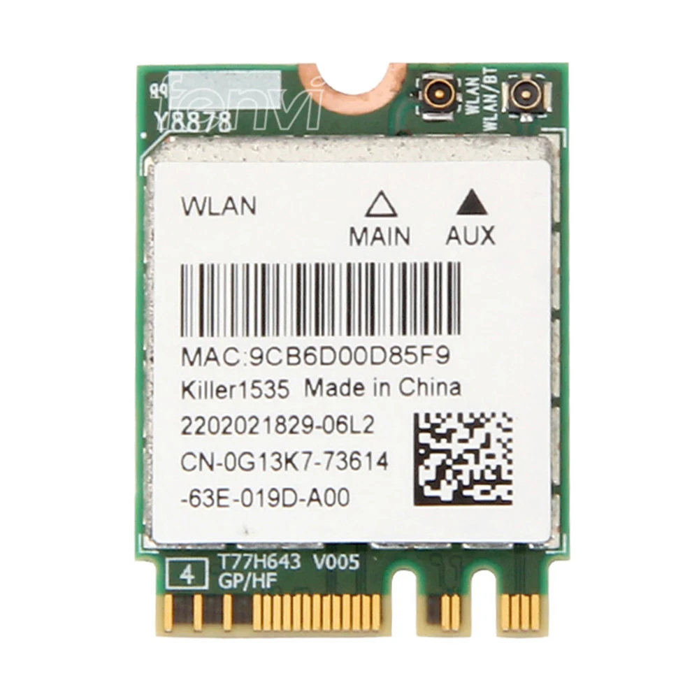 Двухдиапазонная беспроводная карта Killer1535 802.11ac M.2 для Bigfoot Killer Wireless AC 1535 Atheros QCNFA364A