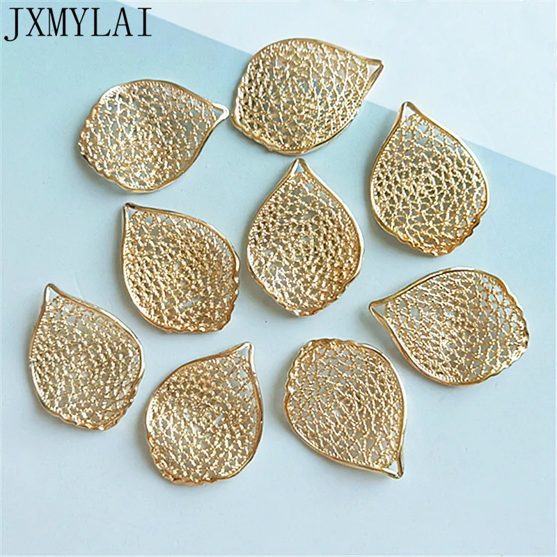 

20 PCS 2.2cm*3.1cm Fashion Metal Alloy KC Gold Leaf Connectors Charm For Jewelry Making