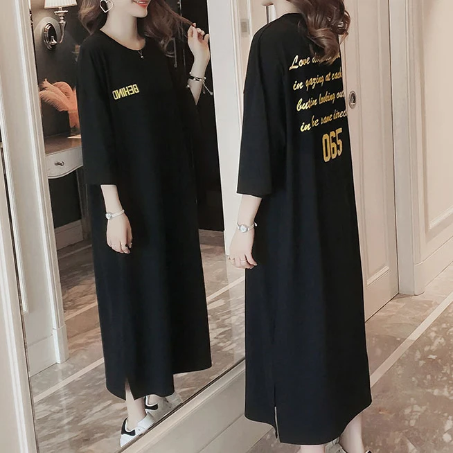 

Summer Dress Women Robe Long Dress Print Plus Size Maxi Dress Korean Summer Style Black Ladies Dresses Woman Clothes Robe Femme
