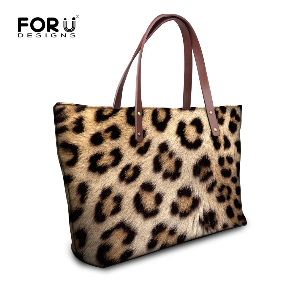 black handbag with leopard print