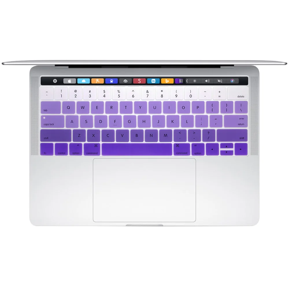 Новая версия США силиконовая клавиатура чехол для Macbook Pro 13 15 с сенсорной панелью A1706 A1707 A1989 A1990 выпуска - Цвет: Gradient purple