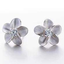 Boucles d'oreilles petites fleurs brillantes en argent sterling 100% pour femmes, bijoux en cristal, Anti-allergie, cadeau de noël, 925