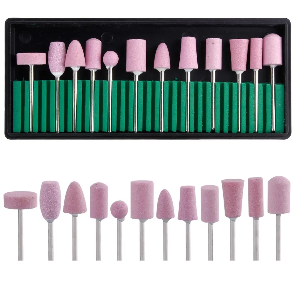 

12PCS/Set Quartz Nail Electric Manicure Drill Bits Nail Polishing Head Cutters Set Pink Pedicure Milling Cutter Files Nail Art