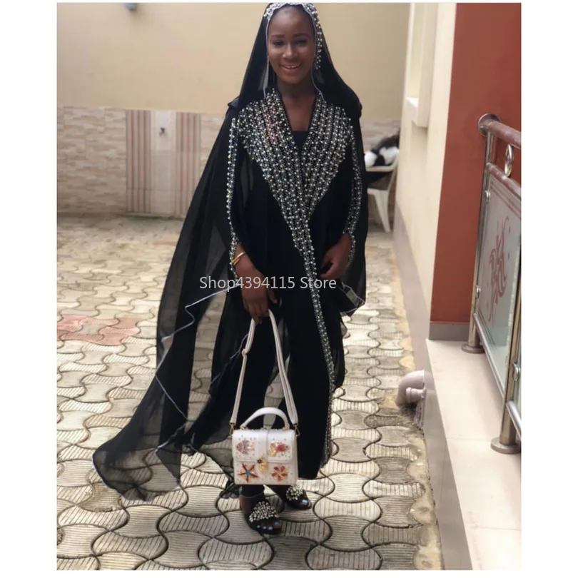 

Beading Robes Dubai Kaftan Dress Muslim Party Abaya Women Arabic Cardigain Patchwork Turkey Islam Prayer Caftan Marocain Dresses